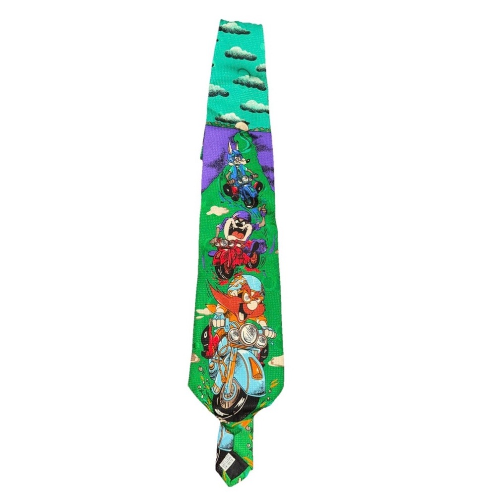 Vintage Looney Tunes 1992 Warner Bros Inc. Leeds International Tie / Motorcycles